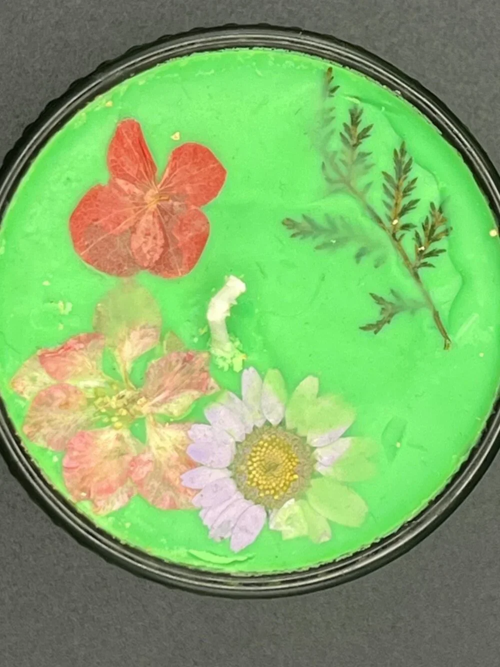 Pressed Botanical Textured Glass Candle Meadow Bright